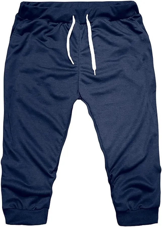 Mens 3/4 Joggers Capri Pants Slim Fit Lightweight Yoga Running Athletic Active Pants Casual Workout Gym Training Sweatpants