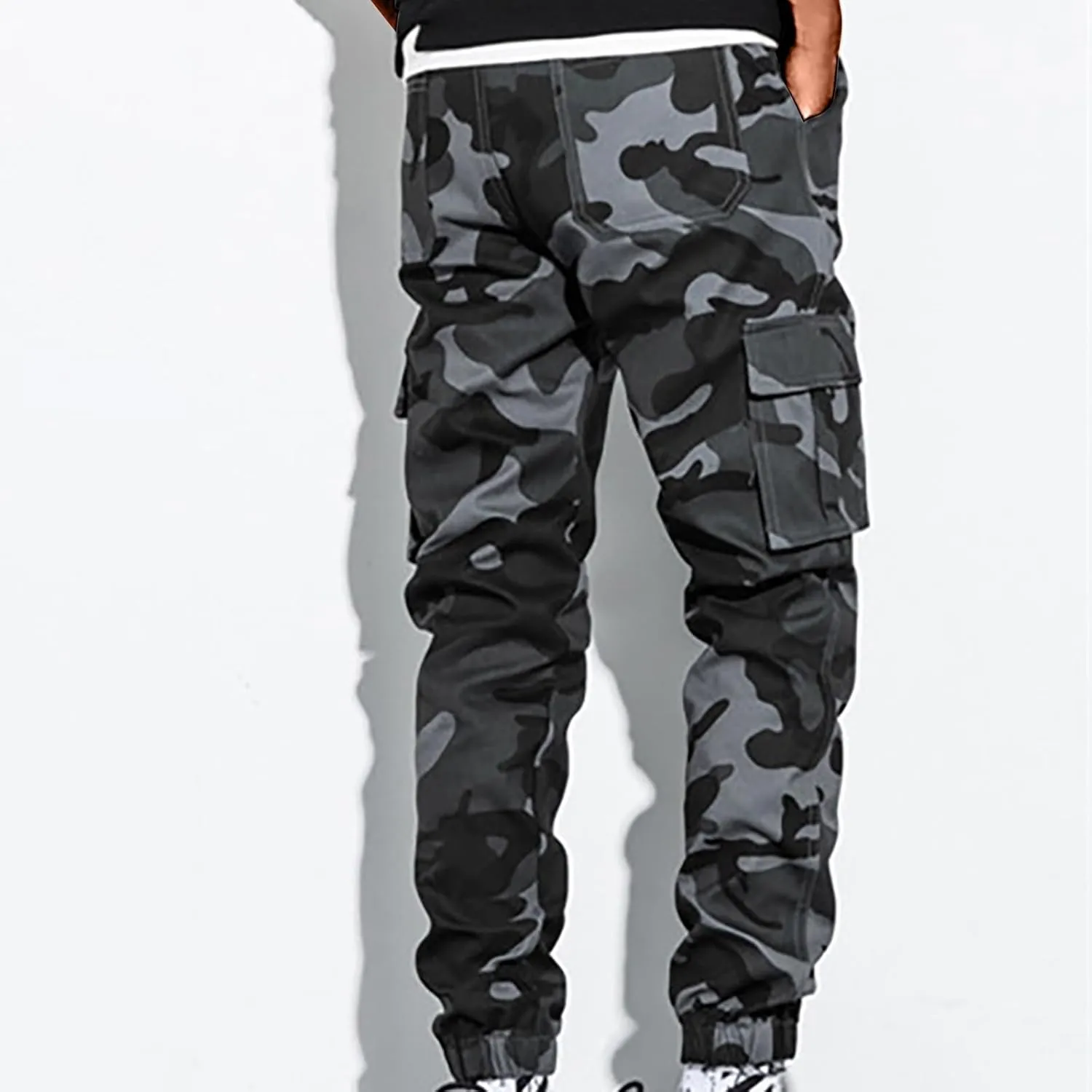 Men's Cargo Pants Slim Fit Army Military Camo Pants Flex Stretch Work Hiking Pants Casual Workout Joggers with Pocket