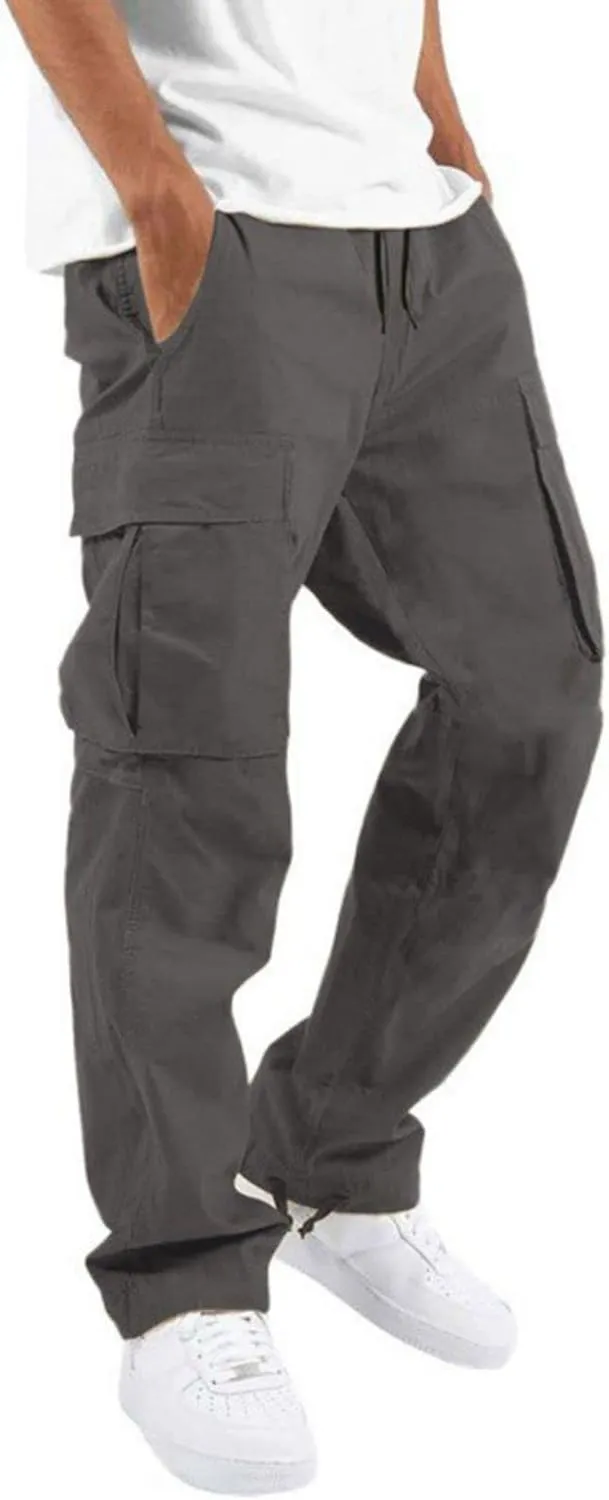 Mens Cargo Pants Straight Casual Trendy Loose Slim Fit Joggers Sweatpants Outdoor Lightweight Athletic Walking Trouser