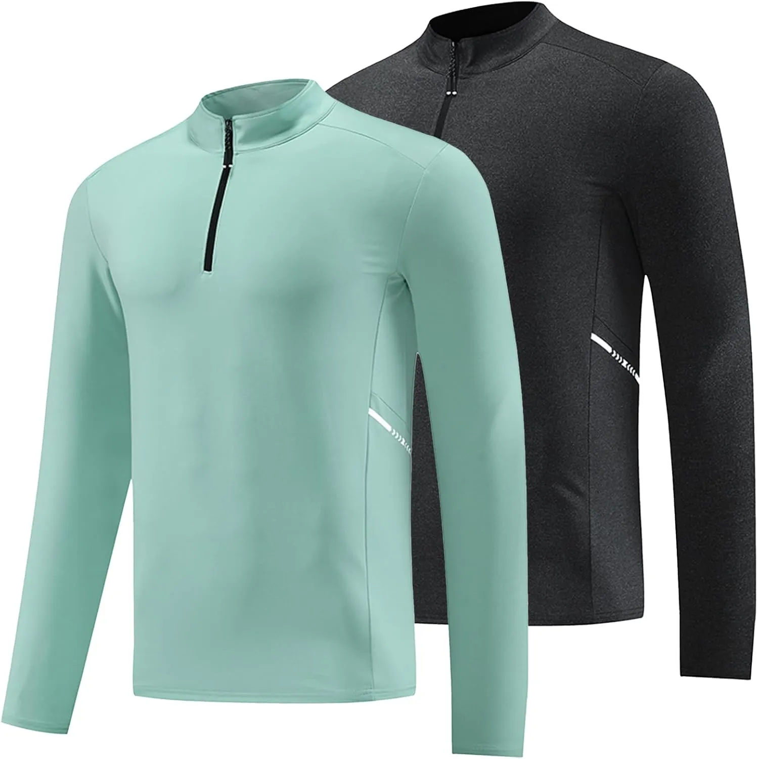Men's Casual Long Sleeve Shirts Quarter-Zipped Moisture Wicking Cotton Quick-Dry Outdoor Shirt for Men