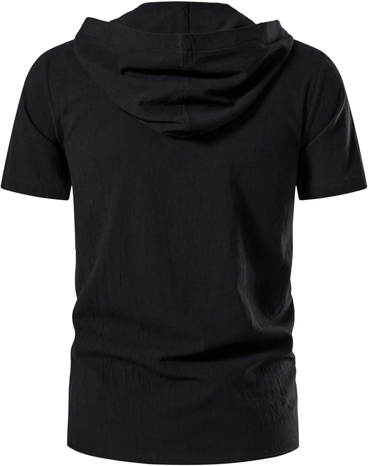 Men's Cotton Vintage Hooded Design Short Sleeve Lace up Shirts for Renaissance Pirate Viking Medieval Costume
