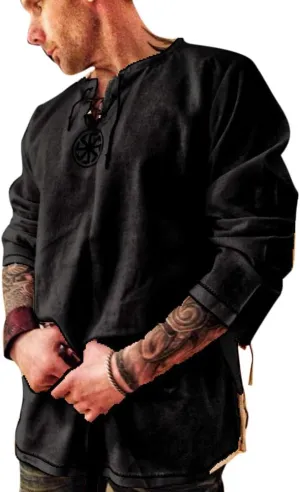 Men's Fashion Cotton Linen Shirt Long Sleeve Solid Color Ethnic Beach Yoga Top