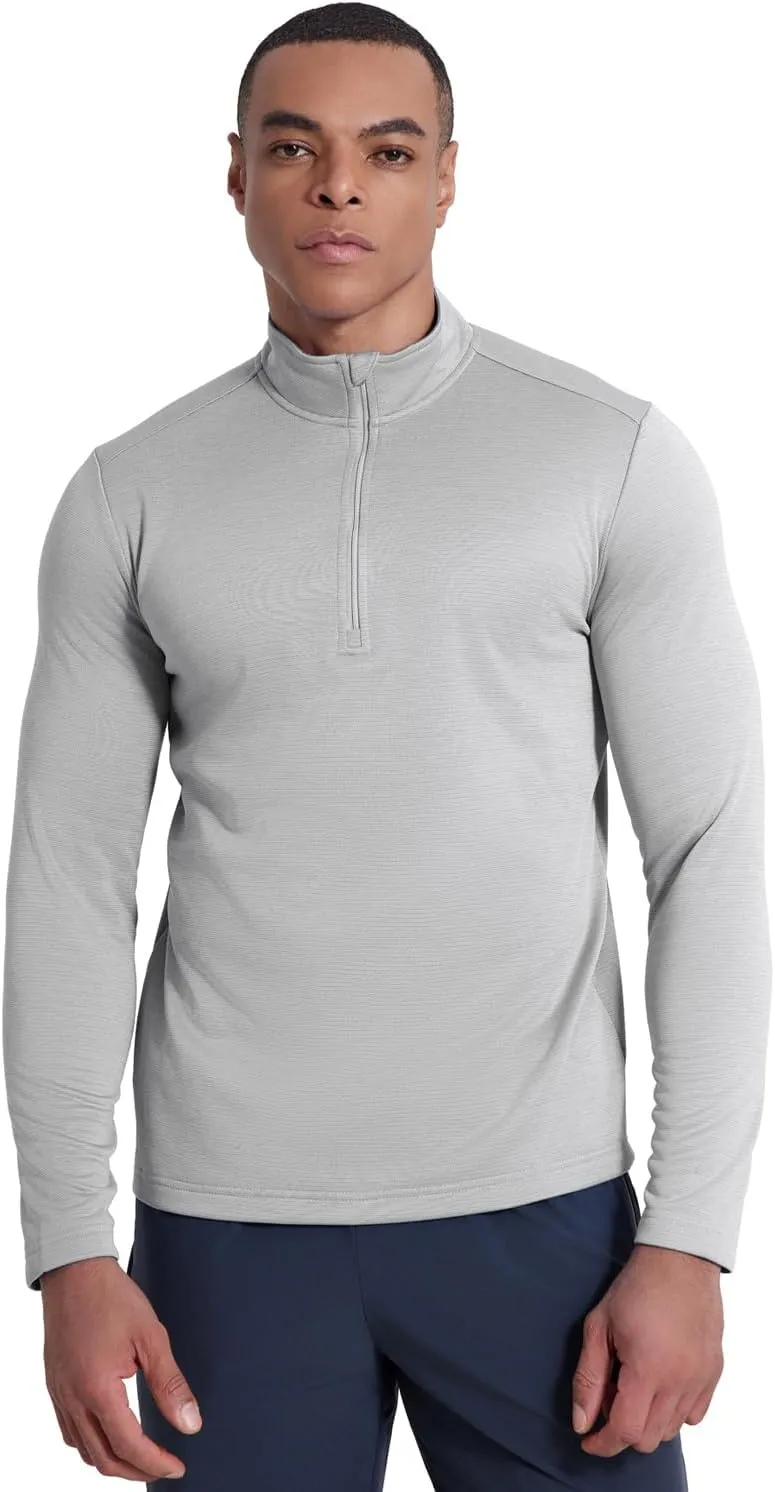 Men's Quarter Zip Pullover Fleece Sweatshirt UPF 50  Long Sleeve Golf Shirts Lightweight Athletic Sports Pullover Tops