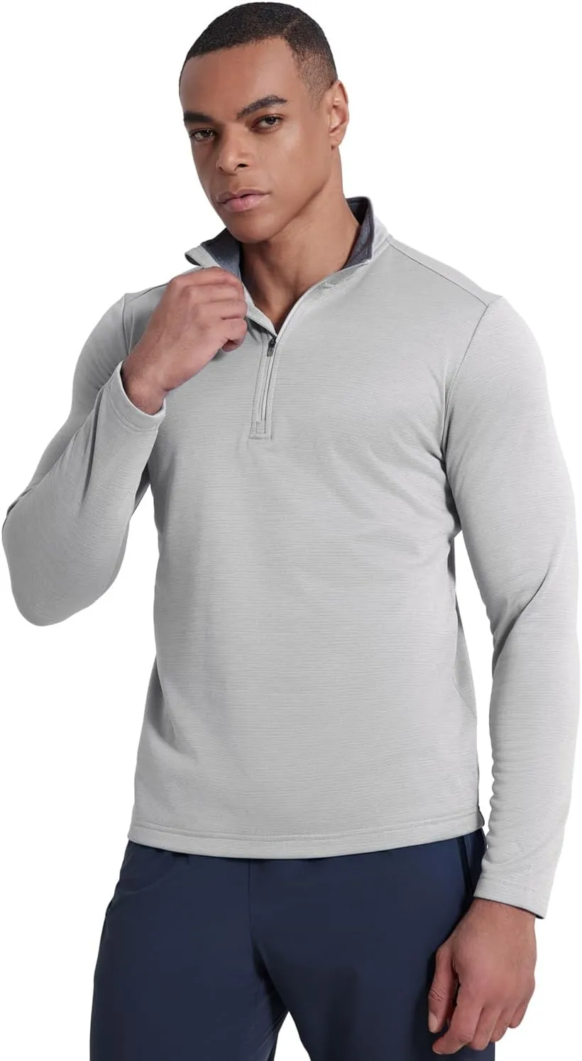 Men's Quarter Zip Pullover Fleece Sweatshirt UPF 50  Long Sleeve Golf Shirts Lightweight Athletic Sports Pullover Tops