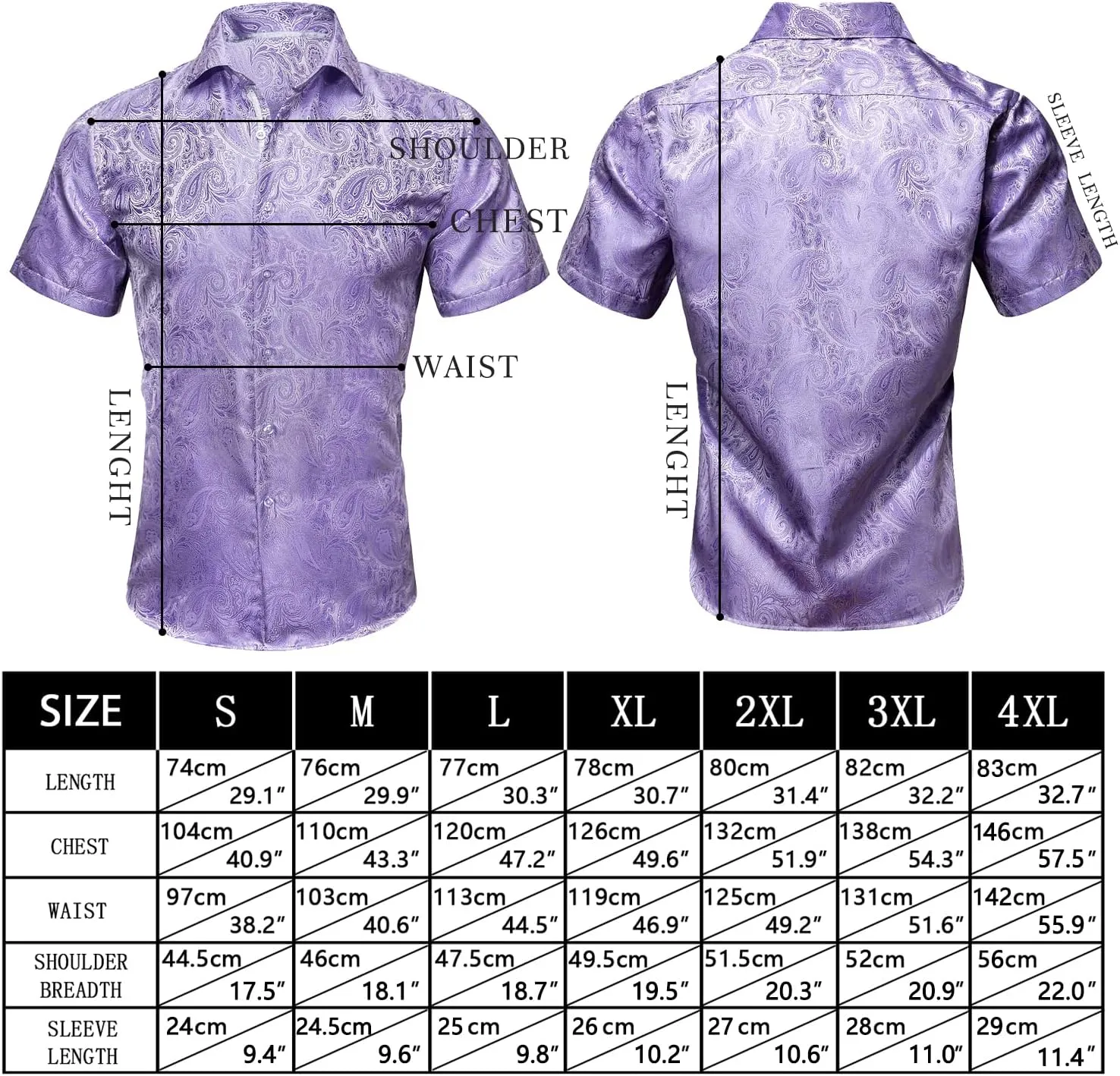 Men's Silk Shirt Paisley Floral Jacquard Short Sleeve Button Down Dress Shirts Formal Casual Wedding Party