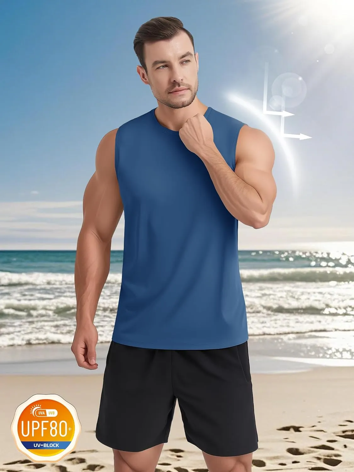 Men's Sleeveless Tank Top Quick Dry UPF 80  Sun Protection Lightweight Athletic Gym Workout Muscle Shirts