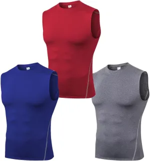 Men's Sleeveless Vests with Round Neck Quick Dry Tank Top Gym Sport Casual Vest Training Running Tops,3 Pack