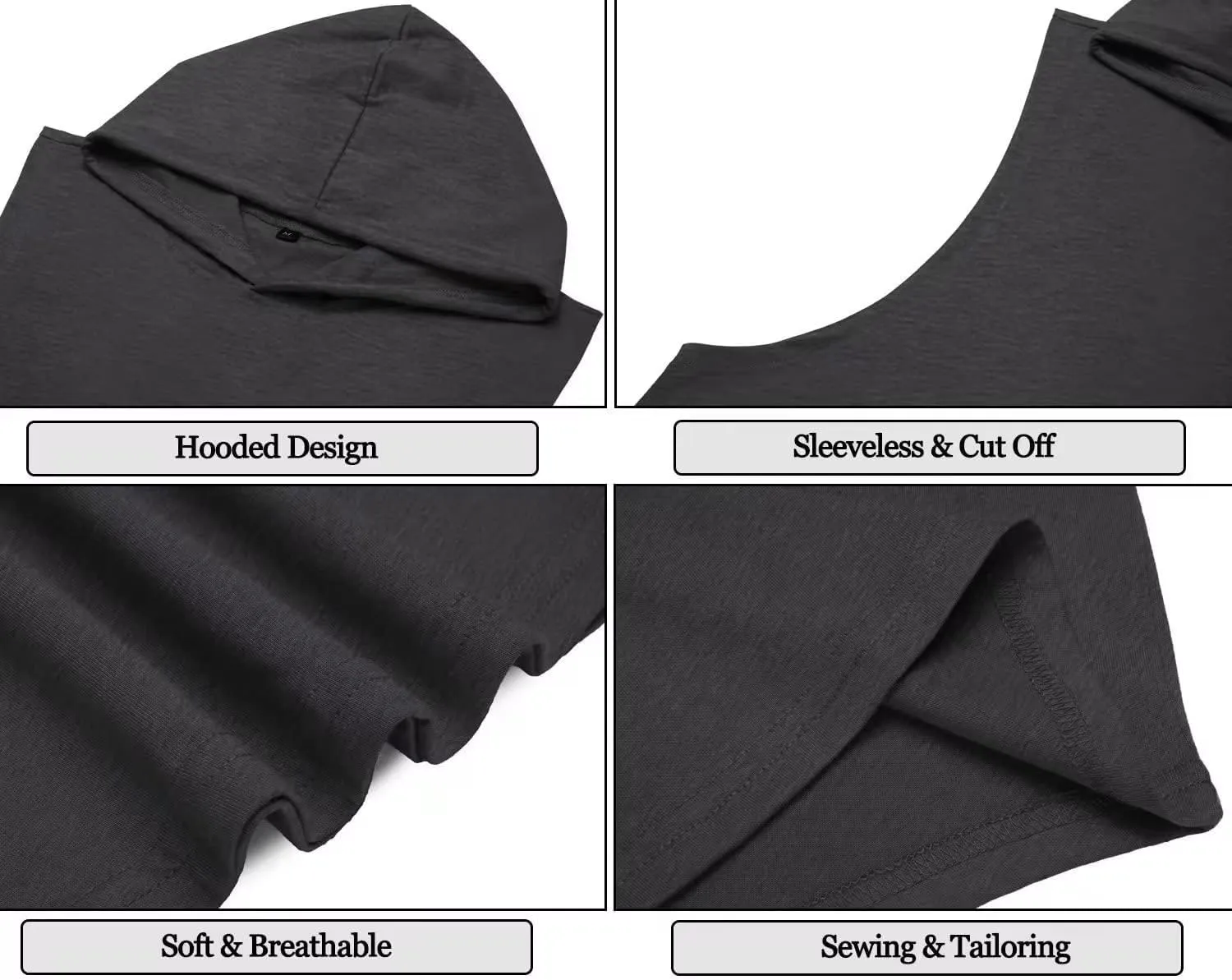 Men's Workout Hooded Tank Tops Sports Training Sleeveless Gym Hoodies Fitness Bodybuilding Cut Off Muscle Shirts