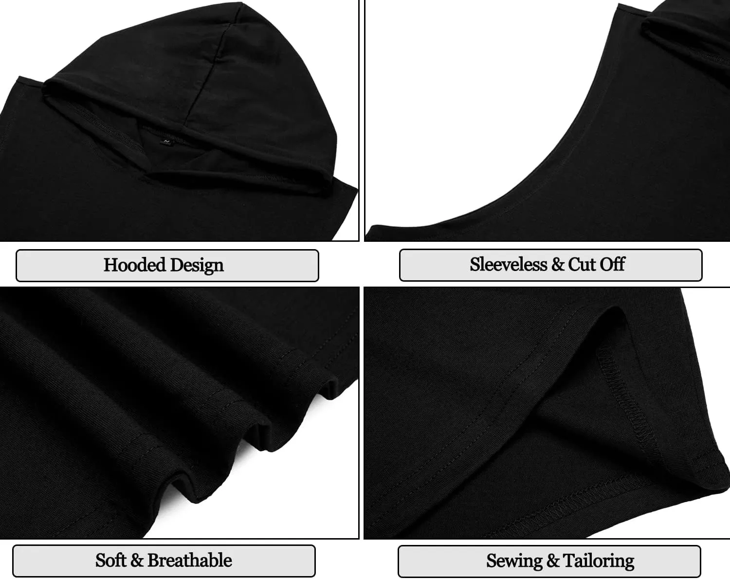 Men's Workout Hooded Tank Tops Sports Training Sleeveless Gym Hoodies Fitness Bodybuilding Cut Off Muscle Shirts