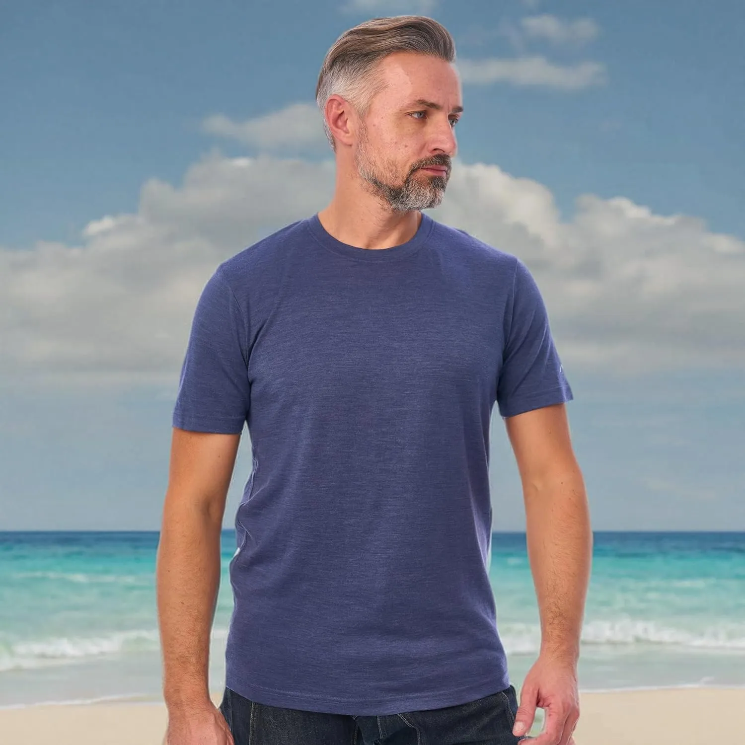 Merino Wool T-Shirt Mens - Short Sleeve Merino Wool Shirts for Men Sport Lightweight Thermal Base Layer Hiking Tshirt