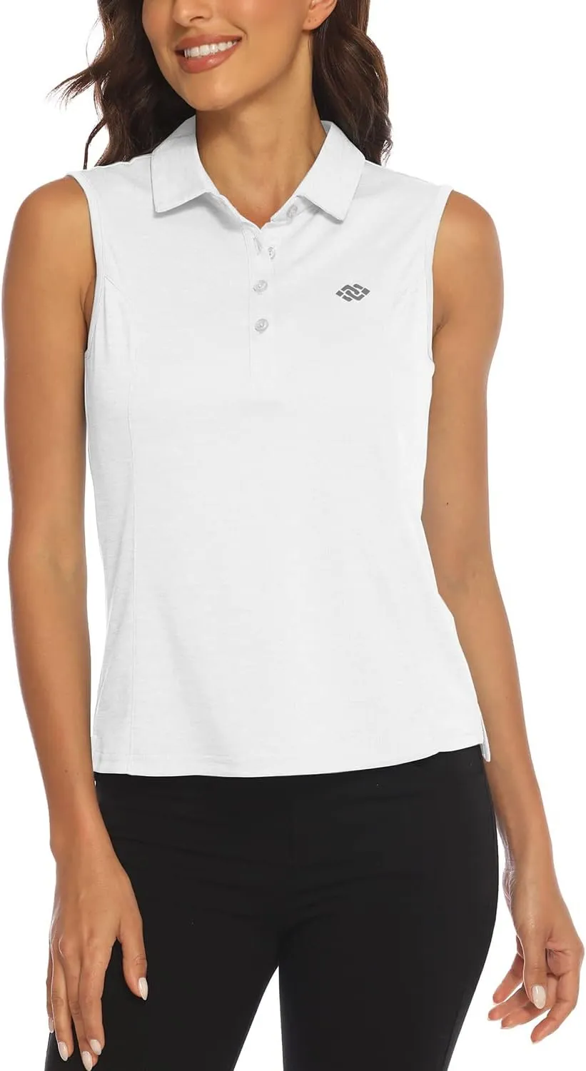MoFiz Sleeveless Golf Polo Shirts for Women Quick Dry Camo Lightweight UPF 50  Sports Athletic Tank Tops for Casual Tennis