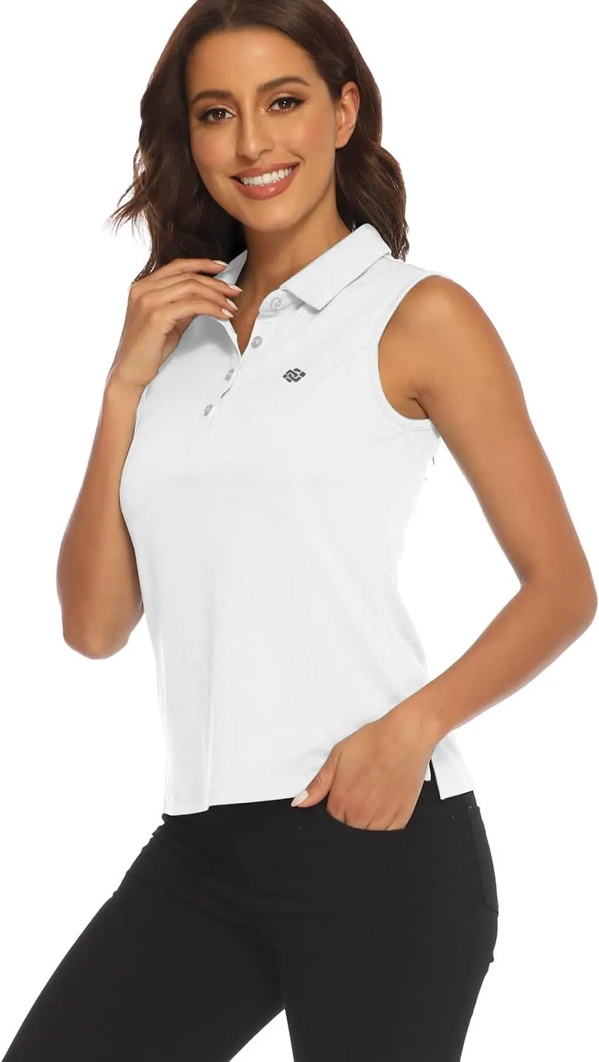 MoFiz Sleeveless Golf Polo Shirts for Women Quick Dry Camo Lightweight UPF 50  Sports Athletic Tank Tops for Casual Tennis