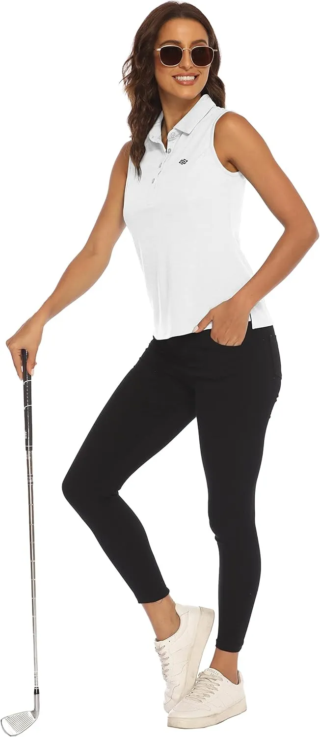 MoFiz Sleeveless Golf Polo Shirts for Women Quick Dry Camo Lightweight UPF 50  Sports Athletic Tank Tops for Casual Tennis