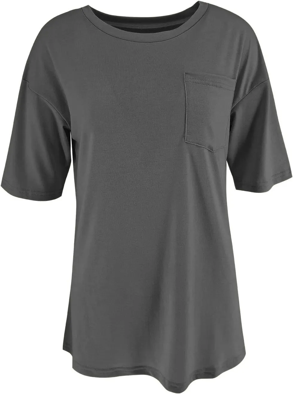 Muchpow Women's Crewneck Summer T Shirt Short Sleeve Casual Loose Tops with Pocket