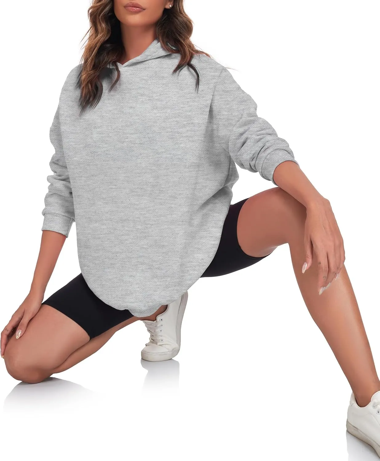 Oversize Hoodies for Women Fleece Crewneck Sweatshirt Casual Long Sleeve Loose Pullover Tops