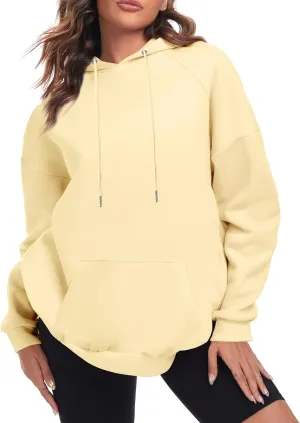 Oversize Hoodies Women Fleece Crewneck Sweatshirt Casual Long Sleeve Pullover Tops with Pockets