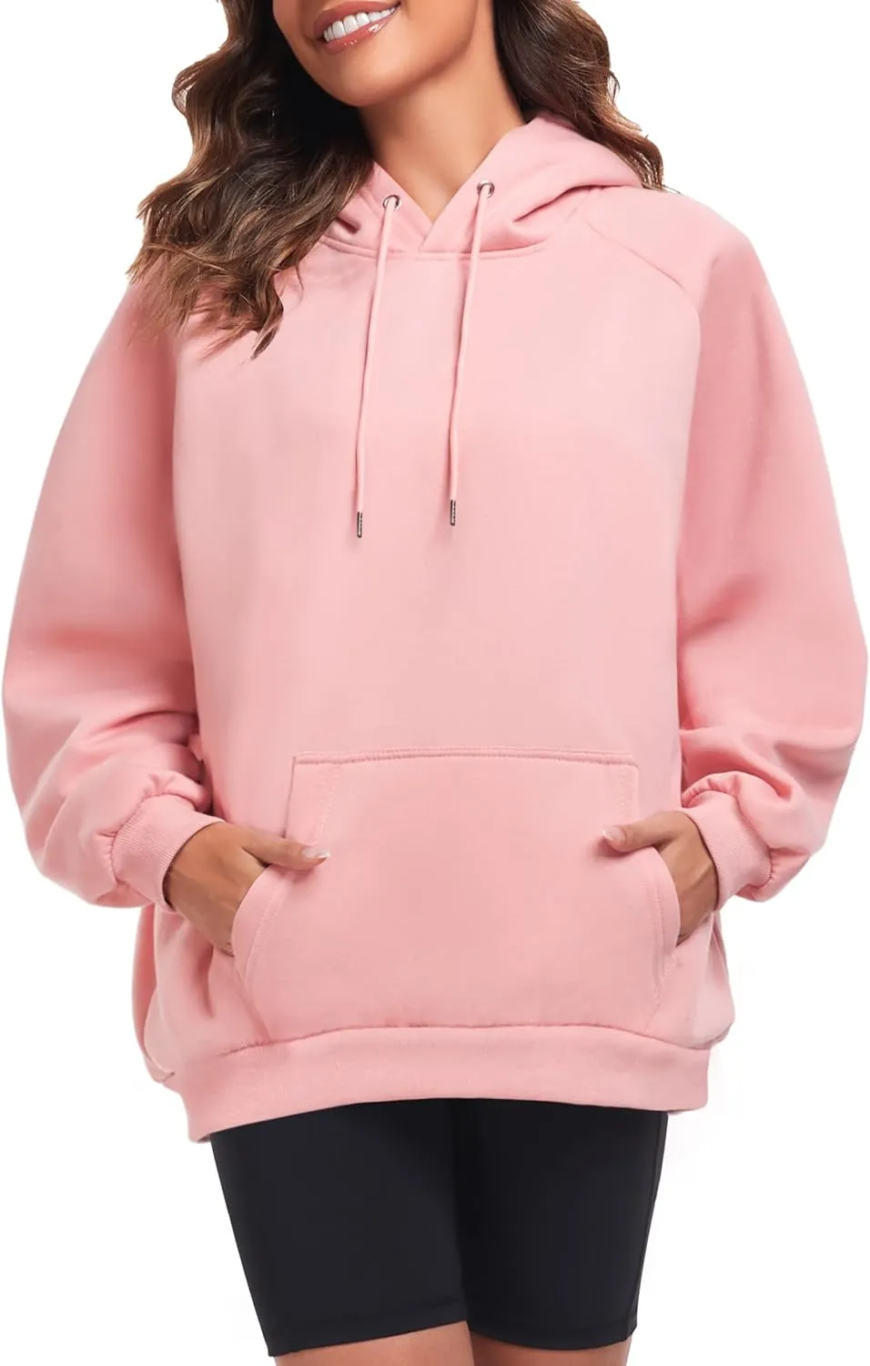 Oversize Hoodies Women Fleece Crewneck Sweatshirt Casual Long Sleeve Pullover Tops with Pockets