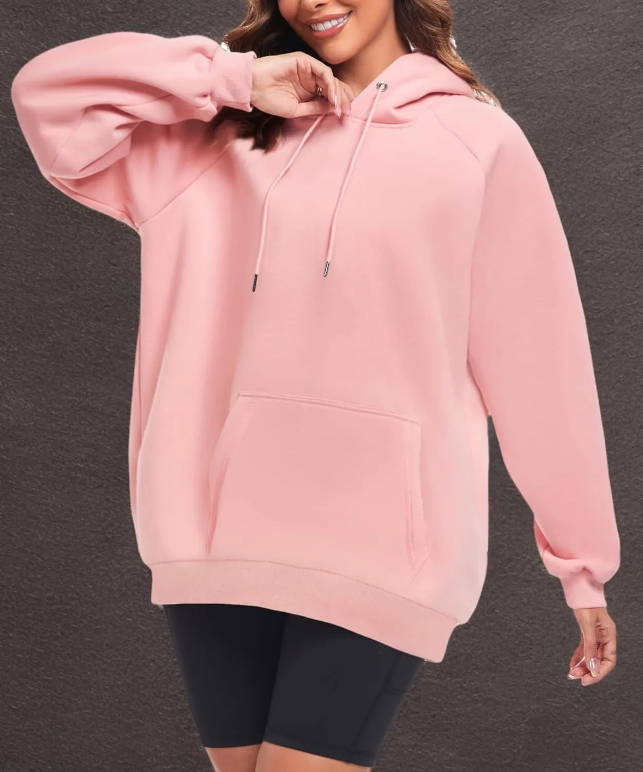 Oversize Hoodies Women Fleece Crewneck Sweatshirt Casual Long Sleeve Pullover Tops with Pockets