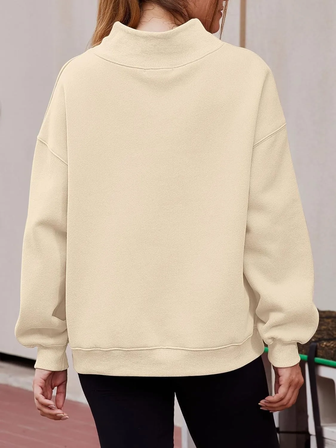 Oversized Mock Neck Turtleneck Sweatshirt Women Mockneck Crewneck Pullover Long Sleeve Hoodies Tops