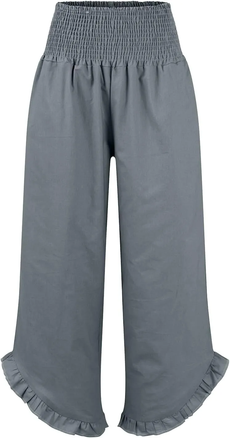 Pants for Women, Cotton Linen Straight Leg Wide Pants High Waisted Summer