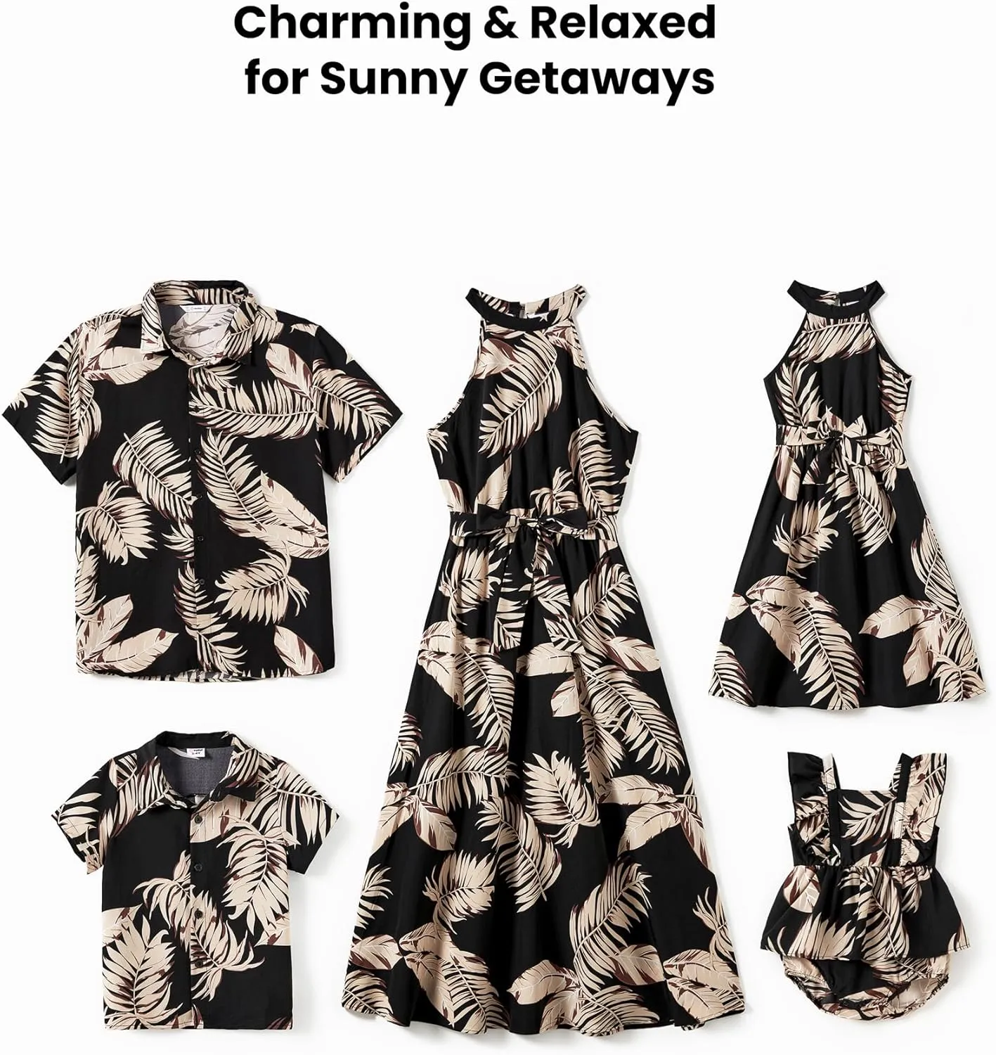 PATPAT Family Hawaiian Matching Outfits Mommy and Me Outfits Caribbean Vacation Summer Tropical Halter Sundresses and Shirts
