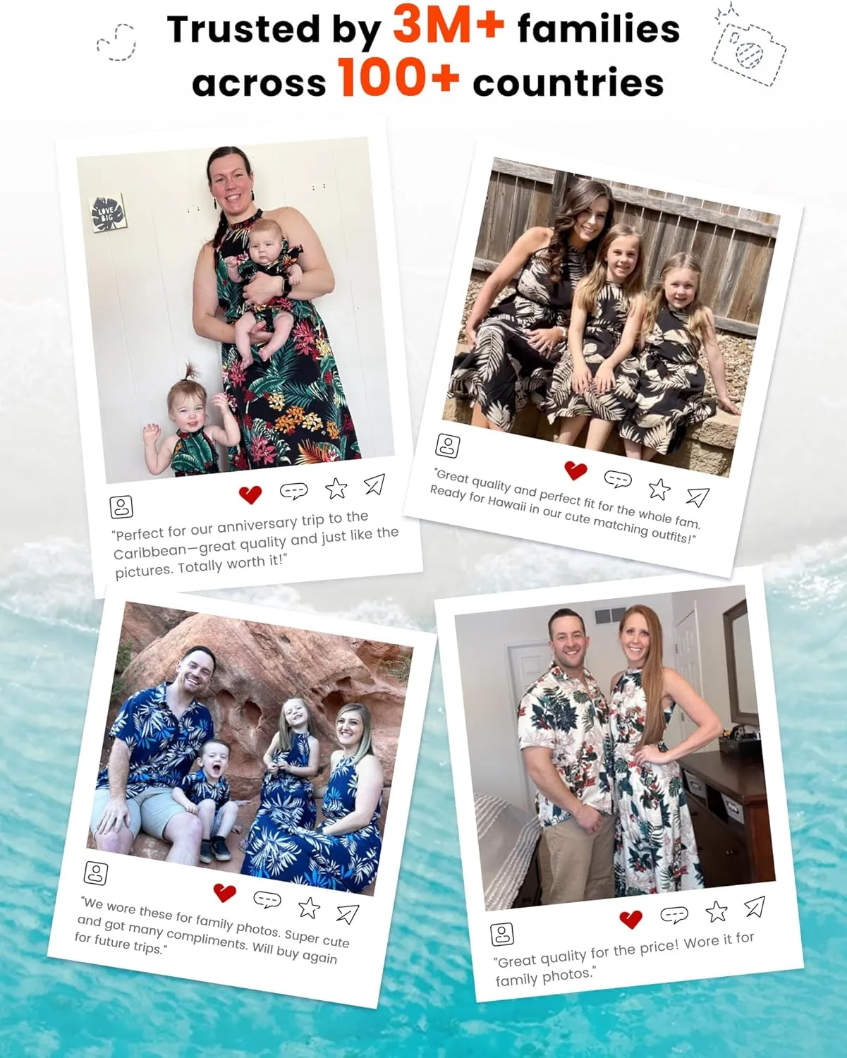 PATPAT Family Hawaiian Matching Outfits Mommy and Me Outfits Caribbean Vacation Summer Tropical Halter Sundresses and Shirts