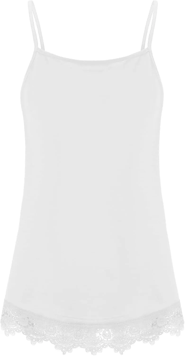 Plus Size Tank Tops for Women 2025 Summer Sleeveless Top Lace Trim Extender Camisole Cami Dressy Loose Shirt