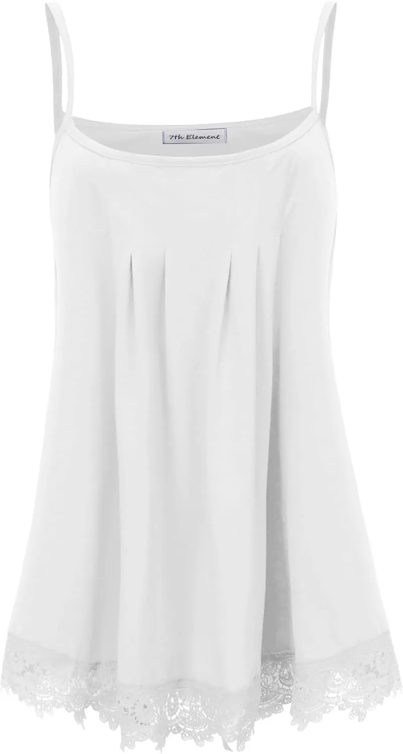 Plus Size Tank Tops for Women 2025 Summer Sleeveless Top Lace Trim Extender Camisole Cami Dressy Loose Shirt