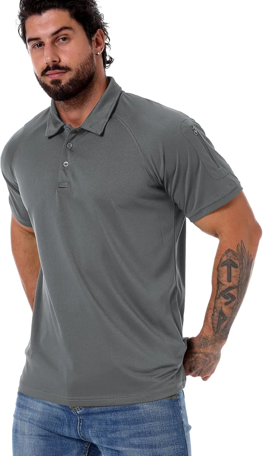 ReFire Gear Mens Lightweight Tactical Polo Shirts Military Outdoor Hiking Sport Golf Short Sleeve T Shirt