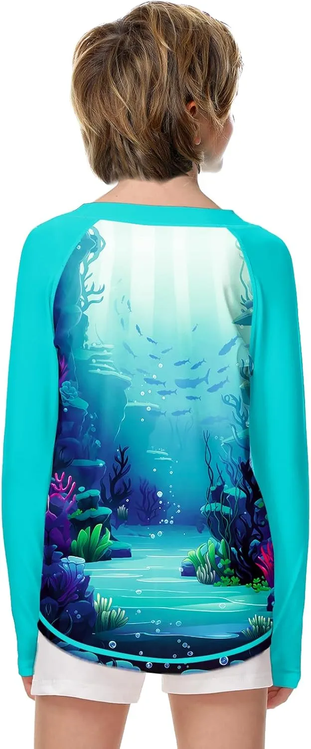 Remimi Unisex Kids Rash Guard Long Sleeve SPF 50  Tie Dye Sun Shirt 3-12 Years