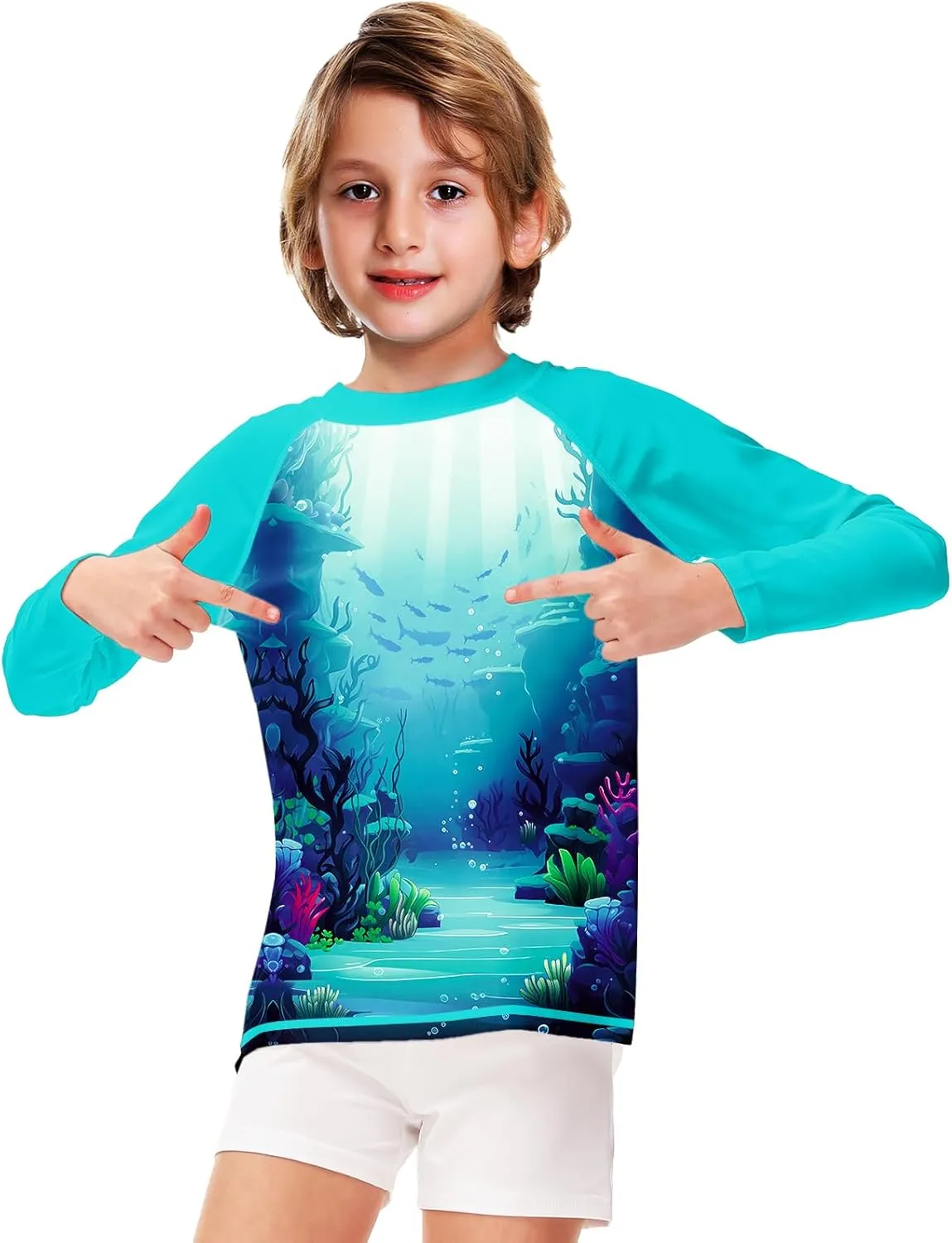 Remimi Unisex Kids Rash Guard Long Sleeve SPF 50  Tie Dye Sun Shirt 3-12 Years