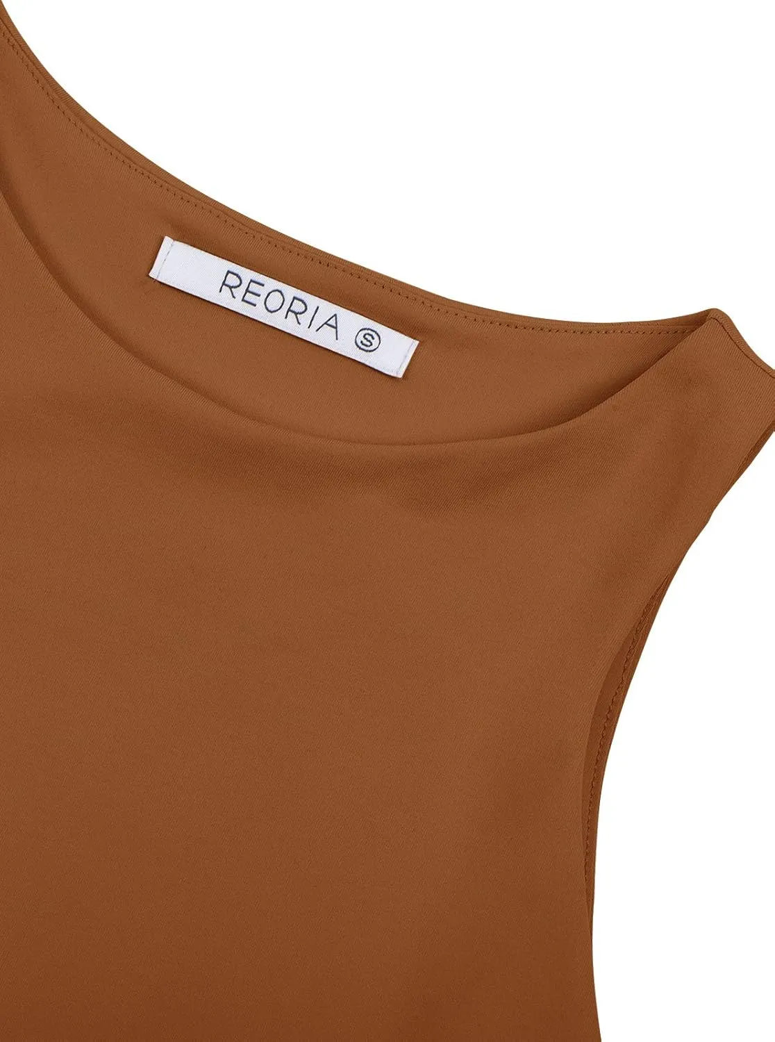 REORIA Butsmooth Women's Sleeveless Halter Neck Double Lined Casual Basic Crop Tank Tops