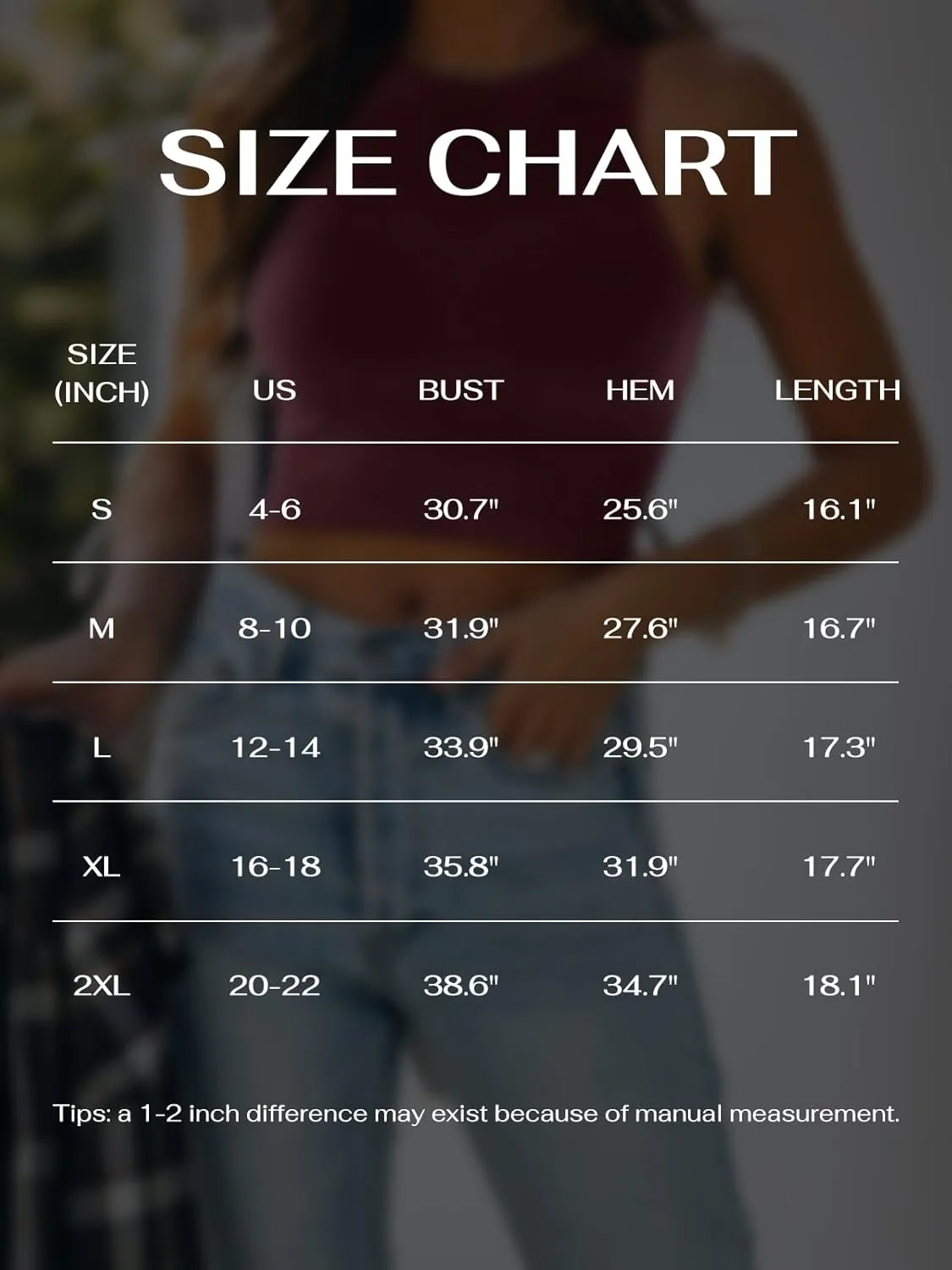 REORIA Butsmooth Women's Sleeveless Halter Neck Double Lined Casual Basic Crop Tank Tops