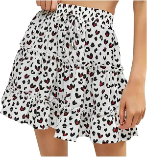 RKSTN Skirts for Women High Waist Ruffled Floral Print Skorts Bohe Beach Short Skirt Tennis Skirt Summer Casual Skirt