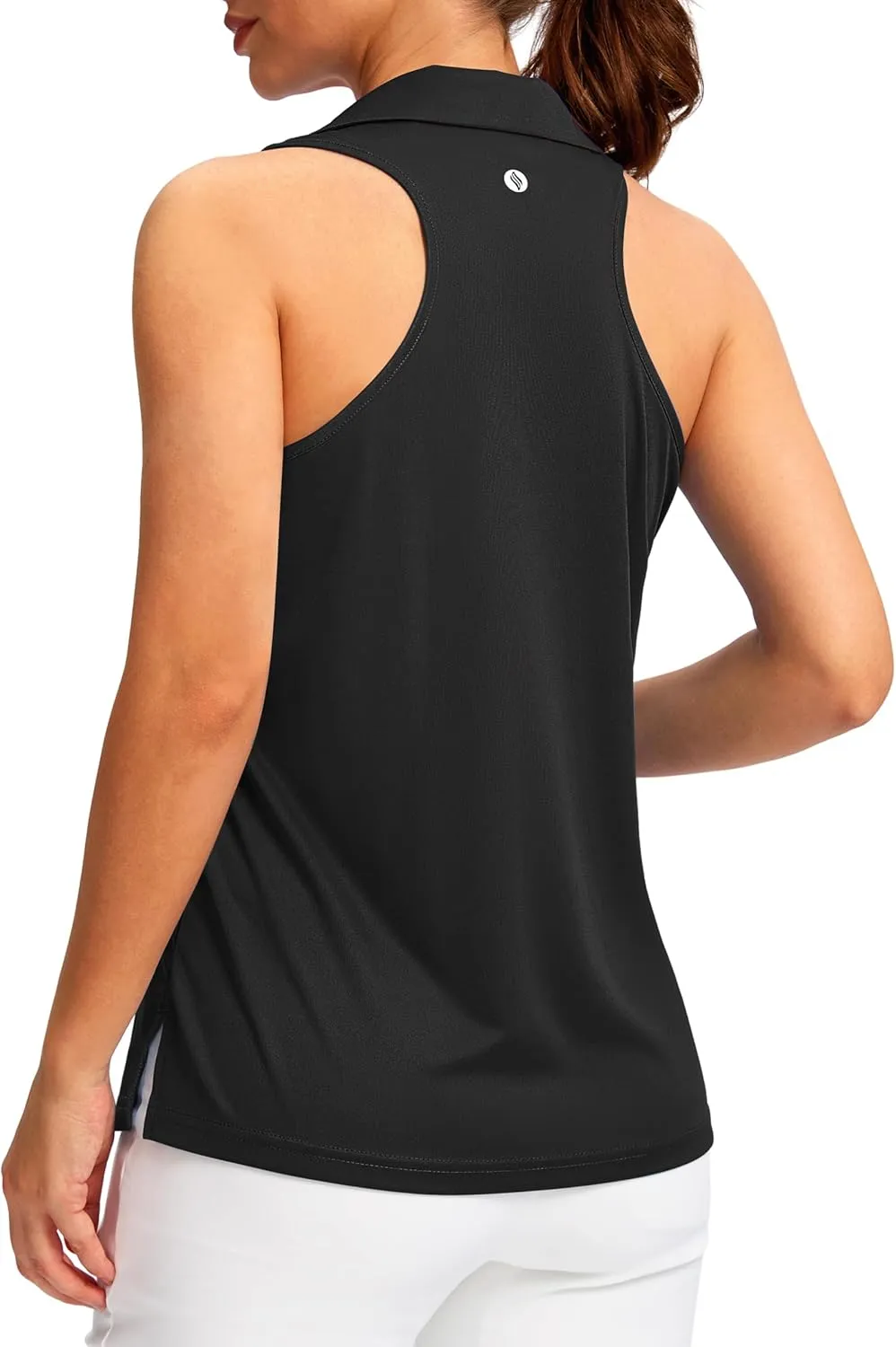 SANTINY Womens Sleeveless Golf Shirt Racerback V Neck Tank Tops Quick Dry Tennis Collared Polo Shirts for Women