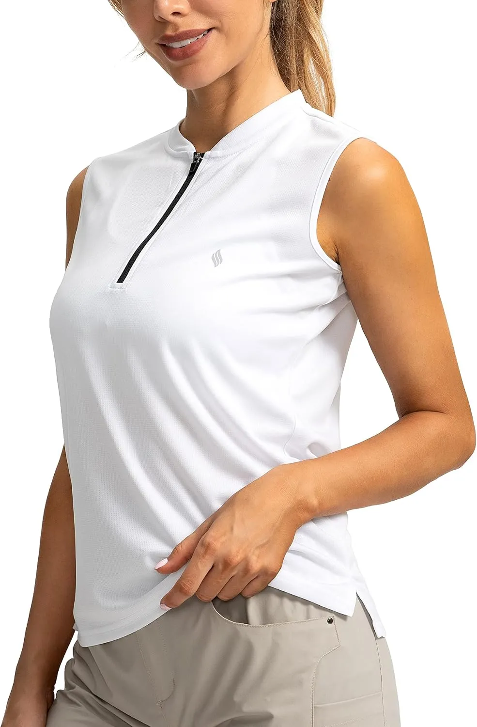 SANTINY Women's Sleeveless Golf Shirt Zip Up Tennis Lightweight Quick Dry Tank Tops Polo Shirts for Women
