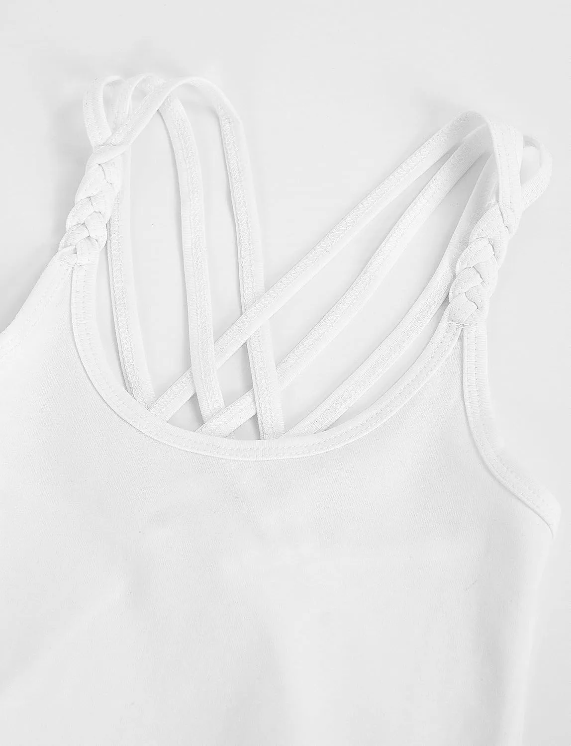 SEAUR 3 Pieces Girls Dance Tank Tops Twist Sleeve Racerback Camisole Ballet Undershirts Cotton Crop Top
