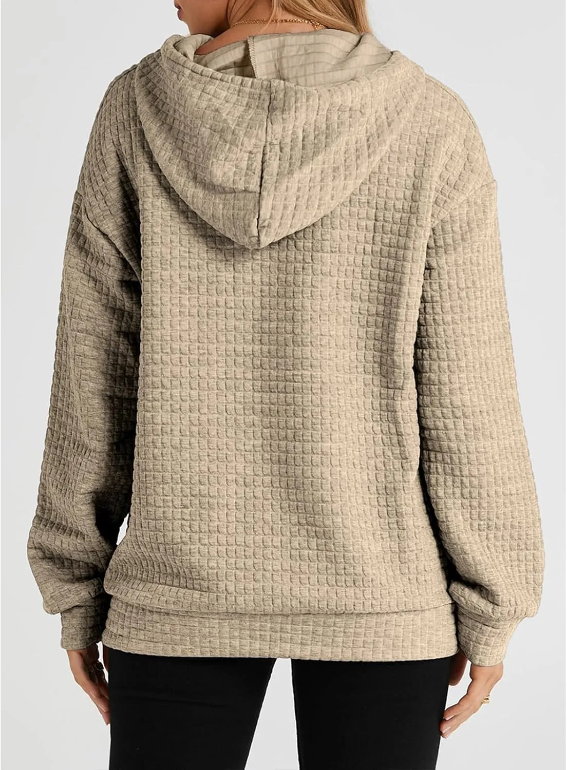 SELINK Hoodies For Women Casual Pullover Waffle Long Sleeve Drawstring Hooded Sweatshirt with Pocket