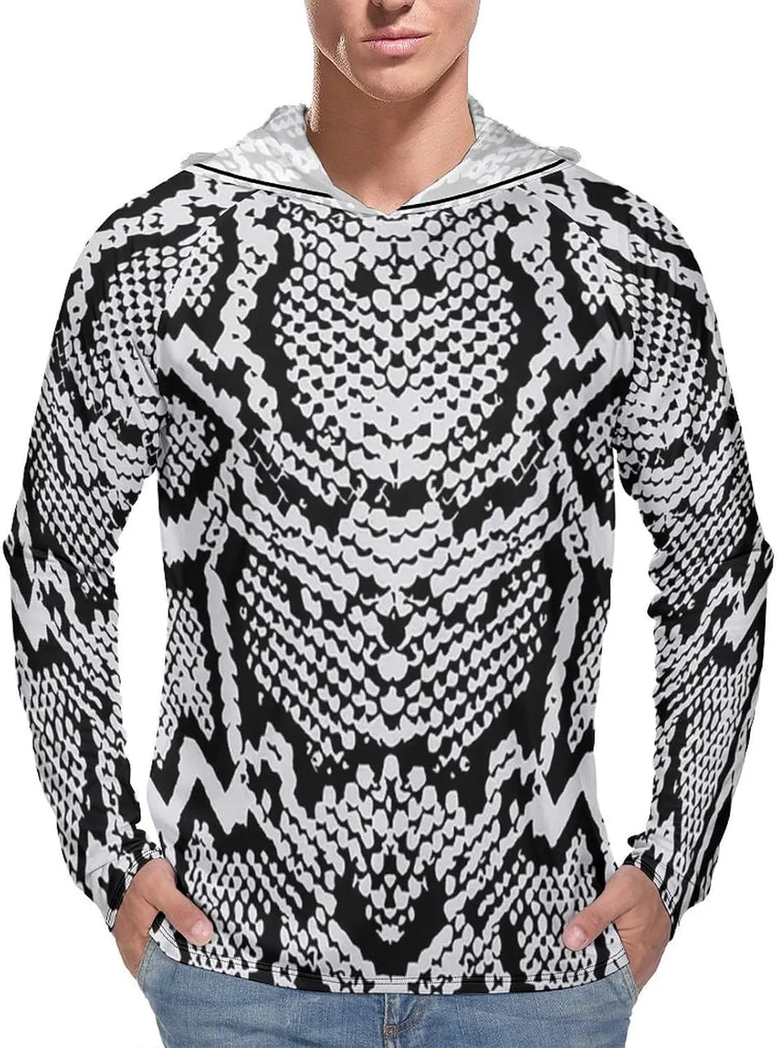 Snake Skin Texture Men's Quick Dry Long Sleeve Shirts UV Sun Protection Moisture Wicking T-Shirt S