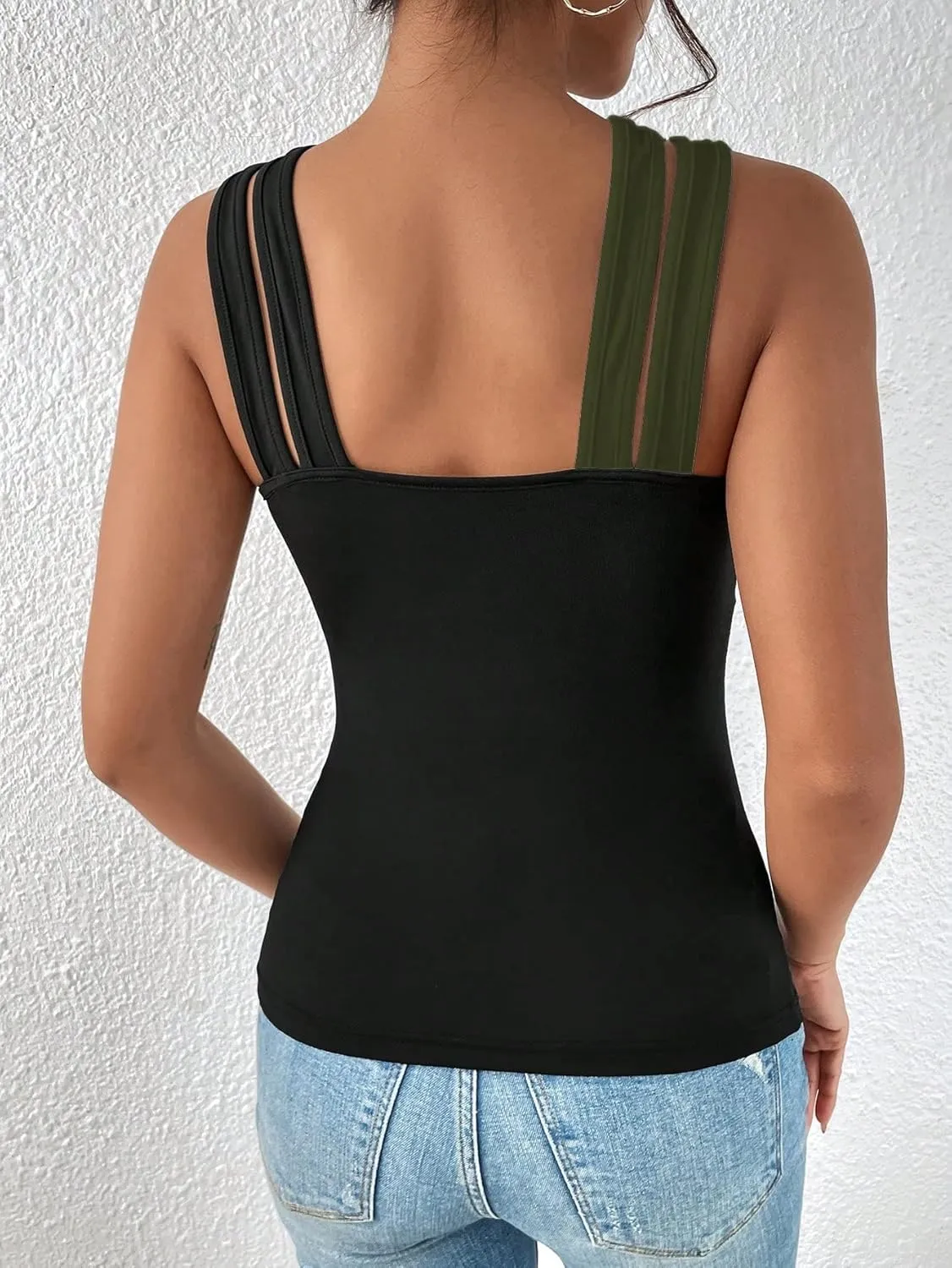 SOLY HUX Women's Color Block Criss Cross Front Cut Out Cami Tops Sleeveless Summer Camisole