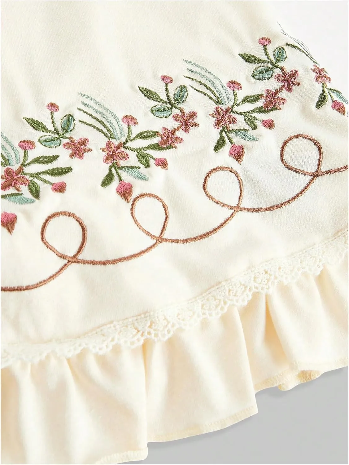 SOLY HUX Women's Floral Embroidery Cami Tops Tie Front Ruffle Hem Summer Camisole