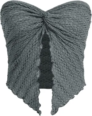 SOLY HUX Women's Sexy Twist Split Hem Strapless Sleeveless Asymmetrical Tube Crop Tops