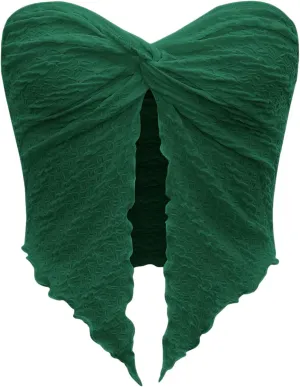 SOLY HUX Women's Sexy Twist Split Hem Strapless Sleeveless Asymmetrical Tube Crop Tops