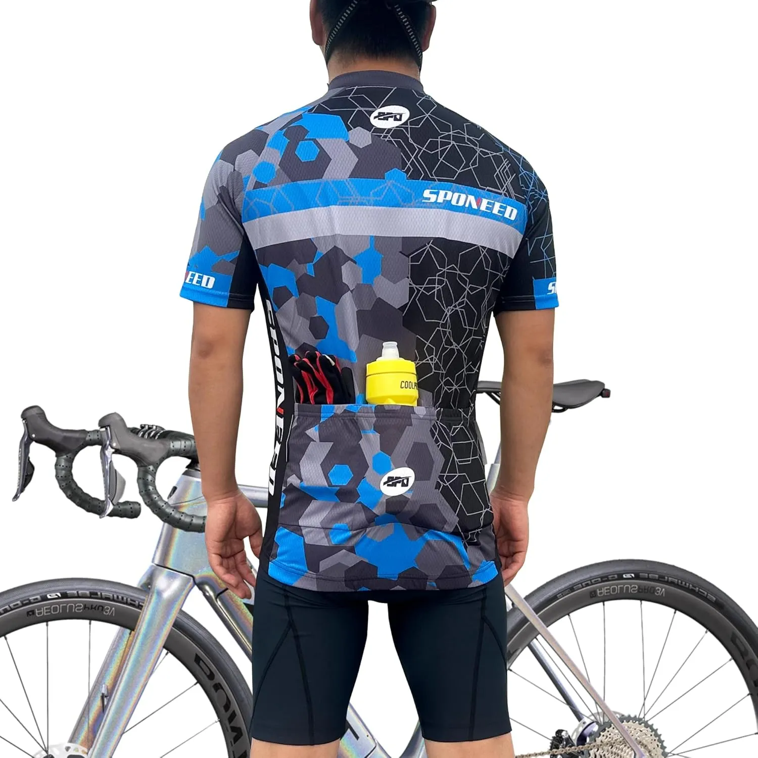 sponeed Men's Cycling Jerseys Tops Biking Shirts Short Sleeve Bike Clothing Full Zipper Bicycle Jacket with Pockets