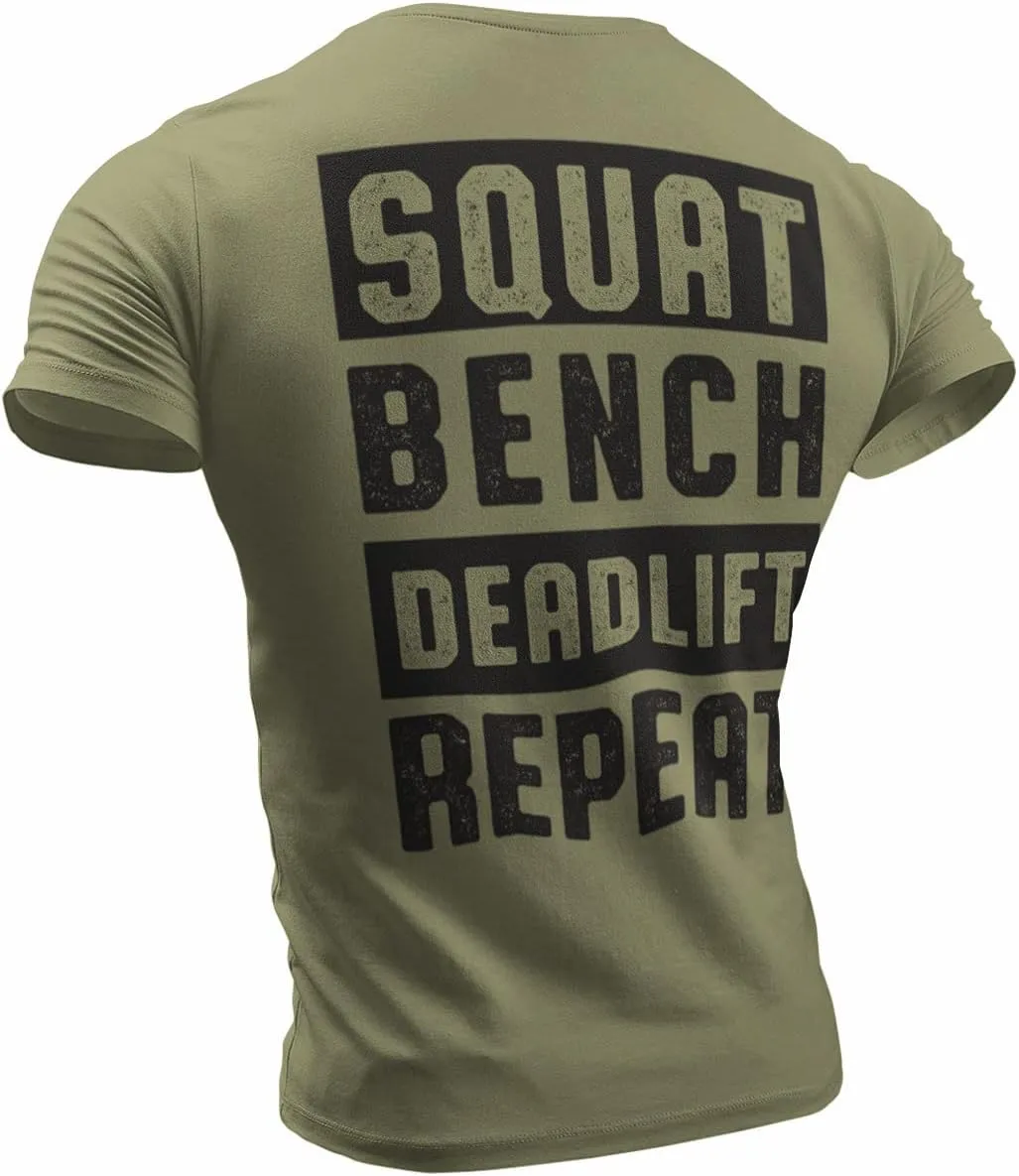 Squat Bench Deadlift Workout Shirt for Men Funny Gym Lifting Motivational Sayings