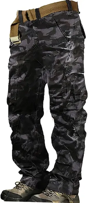 Tactical Cargo Pants for Men Military Wild Camo Trousers with Six Pocket Loose Leg Lightweight Pants
