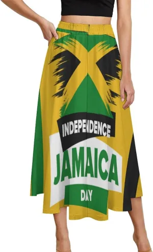 TAIZIYEAH Jamaica Flag Women's Summer High Waisted A Line Party Half Length Skirt