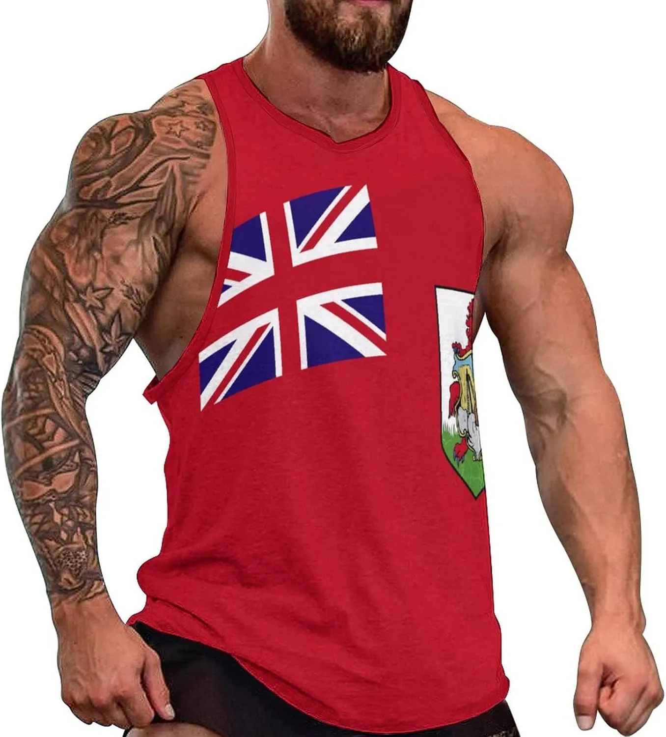 TAIZIYEAH Men's Athletic Sleeveless Shirt Cape Verde Flag Gym Shirts Fitness Running Swim Shirt Workout Tank Tops