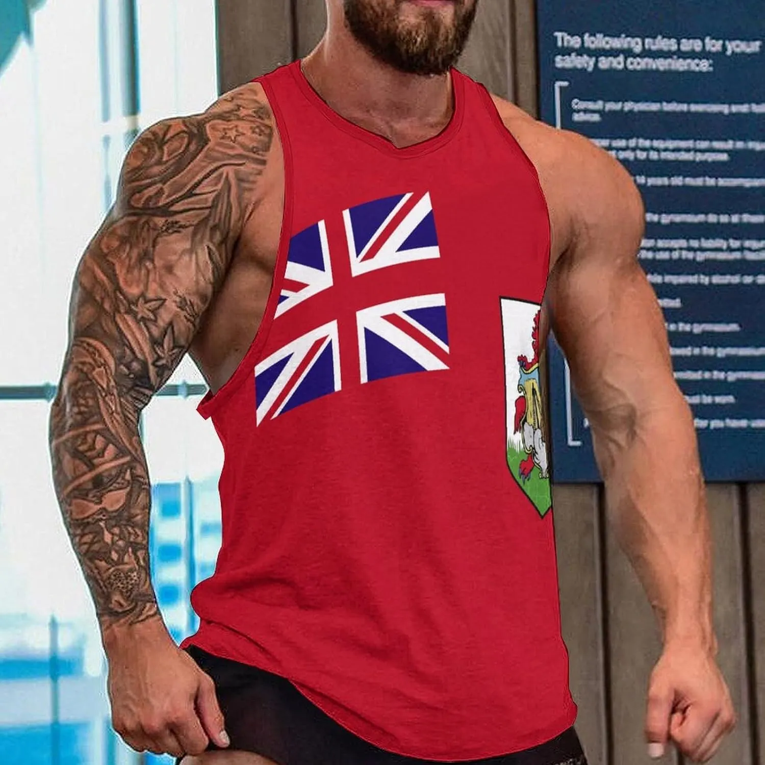 TAIZIYEAH Men's Athletic Sleeveless Shirt Cape Verde Flag Gym Shirts Fitness Running Swim Shirt Workout Tank Tops