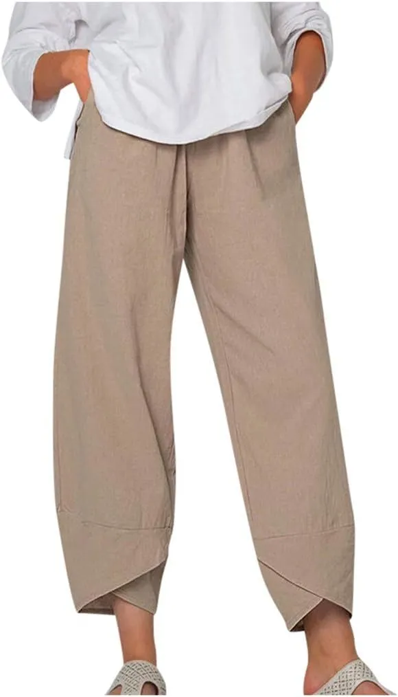 TARIENDY Casual Pants for Women High Waisted Wide Leg Summer Trousers Plus Size Loose Lounge Vacation Outfits with Pockets
